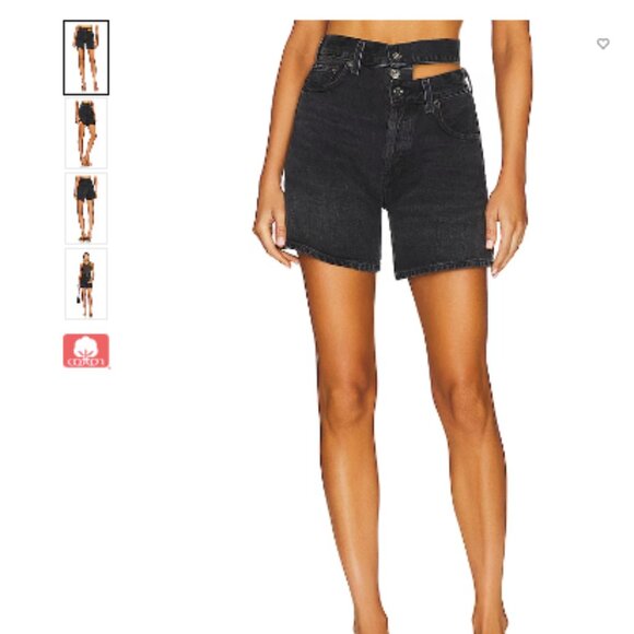 Agolde Black High-Waisted Jean Shorts - Picture 1 of 6